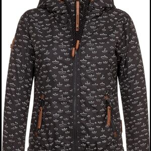 Naketano Brown Leather-Accent Jacket with Deep Green Body